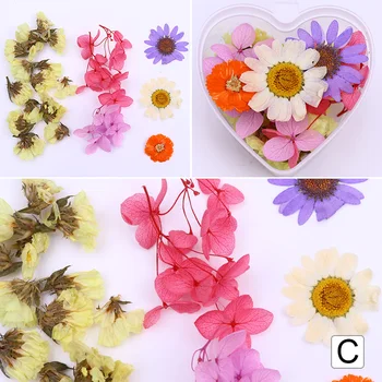 1 Kutu 3D Nail Art Süslemeleri Korunmuş Taze Çiçek Tırnak Renkli Kurutulmuş Çiçek Cımbız Tırnak Sanat Aracı Aksesuarları