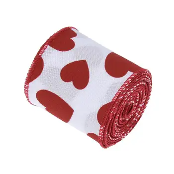 1 Rulo 2.5 inç 5 Metre sevgililer Günü Şerit Kablolu Kenar Kalpler Aşk Çuval Bezi Kırmızı Pembe Kurdele Hediye Düğün Malzemeleri