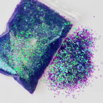 1 Torba (50g) holografik Dört Köşeli Yıldız Tırnak Glitter Pul Yanardöner Glitter 3D Gevreği Manikür Lehçe Sparkly Sequins KL43