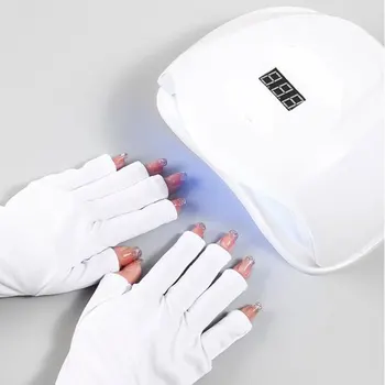 1 Çift Beyaz Parmaksız LED UV Anti UV Eldiven UV Kalkan Eldiven
