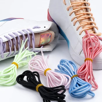 1 Çift En Kaliteli Yuvarlak Ayakabı Örgü Şeker renkli Klasik Ayakkabı Bağcıkları Solmaz Açık Eğlence Ayakkabı Ayakkabı Bağı Unisex