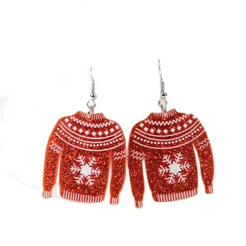 1 Çift Moda Noel Dangle Küpe Akrilik Noel SweaterJewelry Kadınlar İçin Kız doğum günü hediyesi