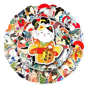 10/30/50 ADET Japonya Ukiyoe Sanat Karikatür Su Geçirmez Çıkartmalar DIY Seyahat Bagaj Gitar Buzdolabı Dizüstü Serin Graffiti Sticker Çocuk Çıkartması