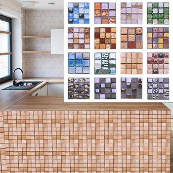10 adet 10cm Mozaik Duvar Karosu Kabuğu PVC Kendinden Yapışkanlı duvar çıkartmaları Mutfak Banyo Ev için 3D Su Geçirmez Vinil Fayans Duvar Çıkartmaları