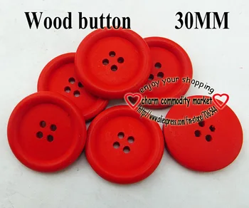 10 ADET 30MM Kırmızı Boyama Ahşap Düğmeler Konfeksiyon Dikiş Elbise Çizmeler Ceket Düğmesi Uyar Aksesuarları MCB-837