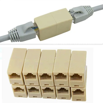 10 Adet Ağ Ethernet Çift Düz Kafa Lan Kablosu Marangoz Çoğaltıcı RJ45 KEDİ 5 5E 6 6a Genişletici Tak Ağ Kablosu Konektörü