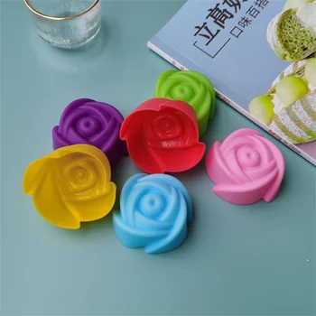 10 adet / grup 5cm Çeşitli Çiçek Tasarımları Silikon Kek Kalıbı Çikolatalı Puding buz kalıbı Kek Pişirme Araçları DIY Mini Sabun Kalıpları