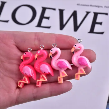 10 adet/paket Flamingo Reçine Charms DIY Tasarım Küpe Kolye Takı Yapımı için Kolye Anahtarlık Aksesuarları Malzeme Malzemeleri