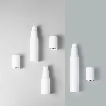 10 adet Plastik pompa şişesi 15ml 30ml 50ml vakum pompa şişesi Seyahat şişeleme kabı beyaz ışık geçirmez havasız pompa şişesi Losyon