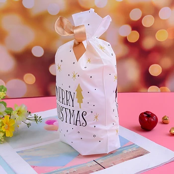 10 adet Plastik Şeker Torbaları Noel Elk Şeker Tatlı ikram çantaları Noel Bisküvi Hediye
