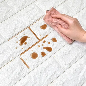10 Adet Su Geçirmez Kendinden Yapışkanlı 3D Duvar Kağıdı Oturma Odası Mutfak TV Zemin Duvar Dekor Kazasında Sünger Duvar Sticker Yumuşak Çıkartmaları