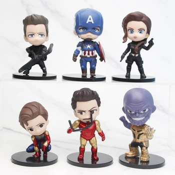 10 cm 6 adet / takım Marvel Avengers Demir Adam Siyah Dul Kaptan Amerika Thanos PVC Süper Kahraman S Versiyonu Şekil Oyuncaklar Bebekler
