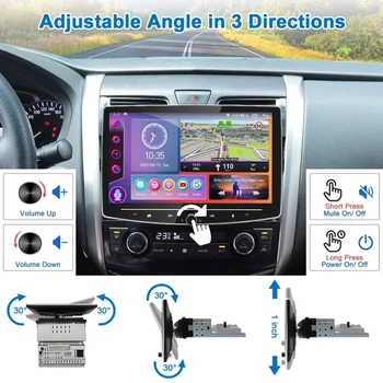10 İnç Evrensel 1 Din Android Araba Radyo Multimedya Oynatıcı Ayarlanabilir Topuzu Dokunmatik Ekran Carplay GPS Navigasyon Stereo Kafa Ünitesi