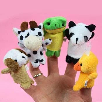 10 parça / torba yumuşak sevimli parmak karikatür hayvan peluş oyuncak parmak kuklaları doldurulmuş oyuncaklar küçük bebek Erken eğitim bebek hediye