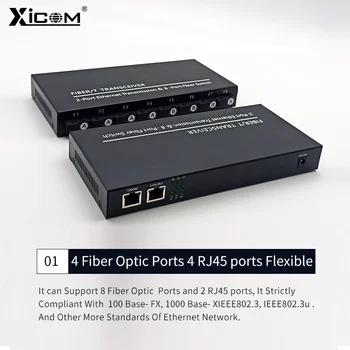 100/1000M Gigabit Ethernet Fiber Anahtarı 8*1.25 G Fiber Bağlantı Noktası 2 RJ45 Bağlantı Noktası Medya Dönüştürücü 20KM SC Tek Modlu Optik Alıcı-verici