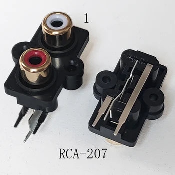 100 ADET Yüksek Kalite Altın AV-207 RCA Konektörü 2 Delik Stereo Ses Jakı 180 Derece AV Ses Dişi Giriş Soketi