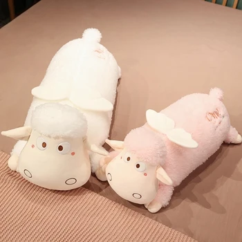 100 CM Dev Huggable Yeni Peluş Uzun Sevimli Koyun Yastık Yatak Yumuşak Dolması Kuzu Çocuk Kız Arkadaşı Doğum Günü Yastık Çocuklar İçin hediye