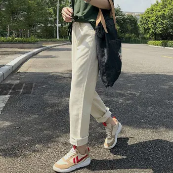 100 % Pamuk Artı Boyutu Beyaz Kot Kadın Yüksek Bel Harem Anne Kot Kadın Klasik Temel Bahar 2020 Yeni kot pantolon Streetwear