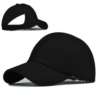 100 % Pamuk Hollow out tasarımcı Ins beyzbol şapkası Kadın At Kuyruğu şoför şapkası Katı siyah Kadın Snapback şapka