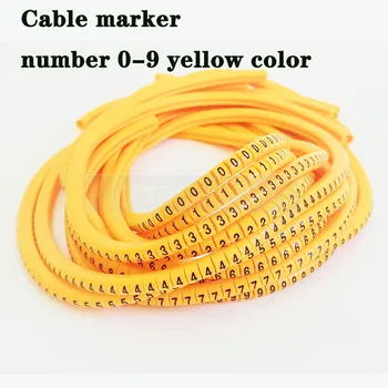 1000 ADET sarı 0-9 Ücretsiz kargo EC-0 kablo tel İşaretleyici Numarası 0 ila 9 Kablo Boyutu 1.5 sqmm PVC malzeme