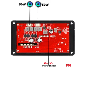 100W Amplifikatör MP3 Çalar Dekoder Kurulu DC 7V-22V Destek Çağrı Kayıt BT 5.0 Araba FM Radyo Modülü Desteği TF USB AUX 3.5 WAV