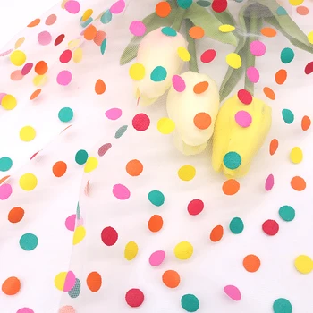 100X155 cm Renkli Polka Dot Baskılı Dantel Örgü Kumaş Gelin Elbise Düğün Dekor çocuk giyim Tutu Elbise Bebek Duş