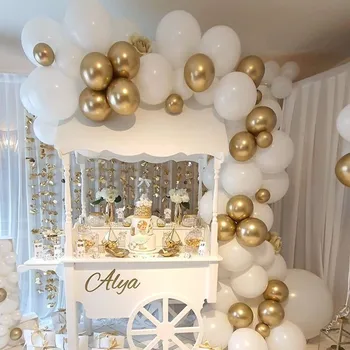 106 adet / takım Mat beyaz Altın Metalik balonlar garland kemer kiti bebek Duş düğün doğum günü partisi Krom Balon Dekorasyon çocuklar
