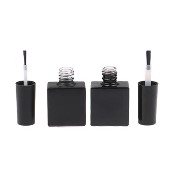 10ml Boş UV Siyah Kare oje şişesi + Küçük Fırça Tırnak Sanat Konteyner Cam Tırnak Yağı Şişeleri