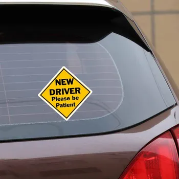 12.7 CM*12.7 CM Yaratıcılık Yeni Sürücü Lütfen Sabırlı Olun Komik PVC Çıkartması Araba Sticker Güneş Koruyucu Su Geçirmez