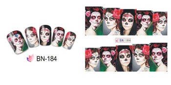12 Adet / takım Cadılar Bayramı 2021 Tırnak Sticker Karışık Kafatası Kemik / Örümcek / Hayalet Tam İpuçları Su Çıkartmaları Tırnak sanat dekoru Serin Tasarım BN181-192