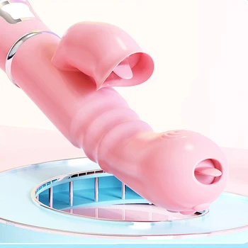 12 Hızları Vibratör Dil Kadın Kadın G Noktası Klitoris Stimülatörü Vajina Teleskopik Dönen Yapay Penis USB Şarj Yetişkin Seks Oyuncak