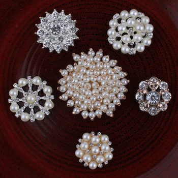 120 ADET Vintage El Yapımı Metal Dekoratif Düğmeler+Kristal İnciler Zanaat Malzemeleri Flatback Rhinestone Düğmeler Saç Aksesuarları için