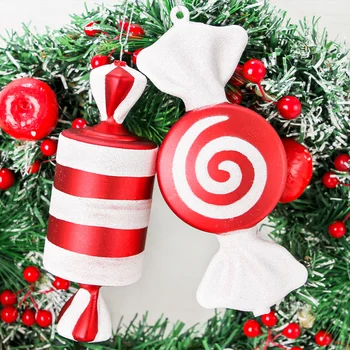 15 CM Noel Kırmızı ve Beyaz Şeker Noel Ağacı Süsler Kolye Noel Noel Süslemeleri Ev için Yeni Yıl Navidad Hediyeler