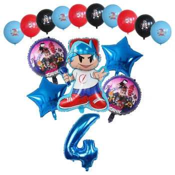 16 adet Karikatür Cuma Gecesi Funkin Balonlar Seti 30 inç Numarası Globos Müzik Oyun Tema Çocuklar Mutlu Doğum Günü Partisi Süslemeleri Oyuncaklar