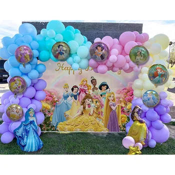 18 inç Yuvarlak Belle Külkedisi Kar Beyaz Rapunzel Prenses Folyo Balonlar Bebek Doğum Günü Partisi Süslemeleri Çocuklar Helyum Topları Oyuncaklar