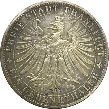 1863 Almanya 1 Thaler Frankfurt Anıtı Thaler Cupronickel Kaplama Gümüş Koleksiyon Kopya Para