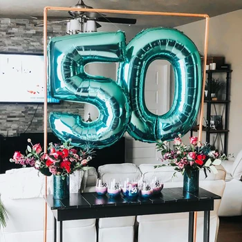 2 adet 32 inç Tiffany Mavi Folyo Numarası Balon Çocuklar Doğum Günü Düğün Dijital Balonlar 30 40 50 60 Doğum Günü Partisi Dekorasyon Yetişkin