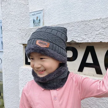 2 adet Bebek Örgü Şapka Erkek Kız Kış sıcak Çocuklar Bere Eşarp Çocuk Yetişkin Ebeveyn-Çocuk Şapka Yenidoğan Bebek Kap Susturucu Seti