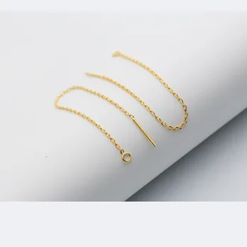2 adet/grup 100 %925 Ayar Gümüş Sarkık Küpe Tel Charms 10cm Uzunluk Gül Altın Kulak Zincirleri Döngü İle DIY Kadınlar Takı Yapımı