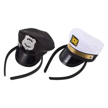 2 Adet Çocuk Cosplay Kaptan Kapaklar Kafa Bandı Kaptan Yat Şapka Saç Bantları Donanma Denizci Kaptanın silindir şapka Parti Polis Şapka Toka