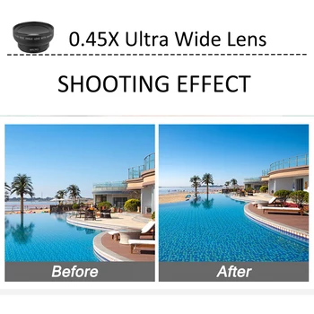 2 İN 1 Telefon Lens Kiti 37mm 0.45 x 49uv Süper Geniş Açı + 12.5 x Süper Makro Lens Evrensel HD Klip Kamera Lens iPhone Android İçin
