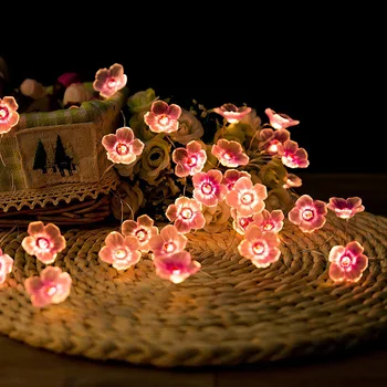 2 M kiraz çiçeği çiçek çelenk pil LED dize peri ışıklar kristal çelenk açık noel dekorasyon dize lambaları