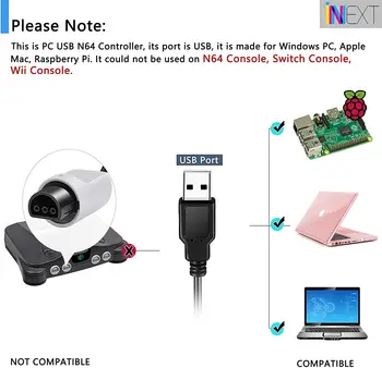 2 Paket USB Kablolu N64 Denetleyici, klasik N64 PC Gamepad joystick denetleyicisi için Windows 10/8/7 PC MAC Linux Ahududu Pi 3