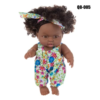 20 cm Afrika Amerikan Bebek Gerçekçi Vinil Silikon Bebek Bebek Afro Kıvırcık Saç Kız Bebek Çocuk Oyun Arkadaşı Oyuncak doğum günü hediyesi