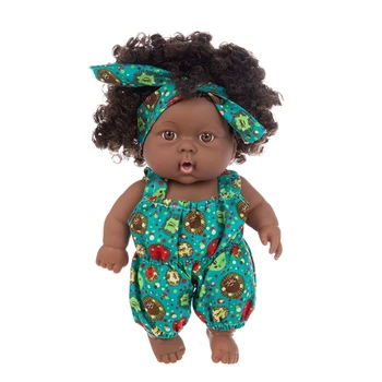 20 cm Amerikan Reborn Siyah Bebek El Yapımı Silikon Vinil Sevimli Bukleler Bebek Yumuşak Gerçekçi Yenidoğan Kız Bebek noel hediyesi Oyuncak