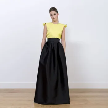 2017 Trendy Siyah Uzun Etek Fermuar Bel Kat Uzunluk Saten Kadın Parti Etekler En Kaliteli Balo Kostüm Vintage Maxi Etek