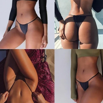 2020 Bayan Mayo Brezilyalı Arsız Bikini Alt Yan Kravat Tanga Mayo Mayo Siyah Seksi Külot Yaz thongs Beachwear
