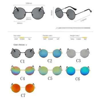 2020 Klasik Vintage Güneş Gözlüğü Çocuk Renkli Ayna Gözlük Erkek / Kız Metal Çerçeve Çocuklar Sevimli Gözlük
