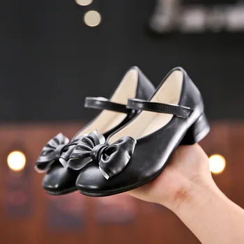 2020New Çocuklar yüksek topuk deri ayakkabı Kızlar Prenses Ayakkabı Düğün Parti Kızlar İçin Dans Elbise Ayakkabı siyah pembe bej 3 4 5 6-12T
