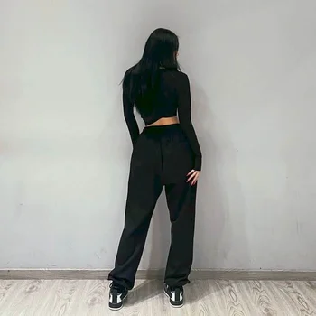 2021 İlkbahar Yaz Yeni Pantolon Kız Öğrencilerin Kore Harajuku Gevşek Rahat Artı Moda Streetwear Kadın Goth Sweatpants Pantolon